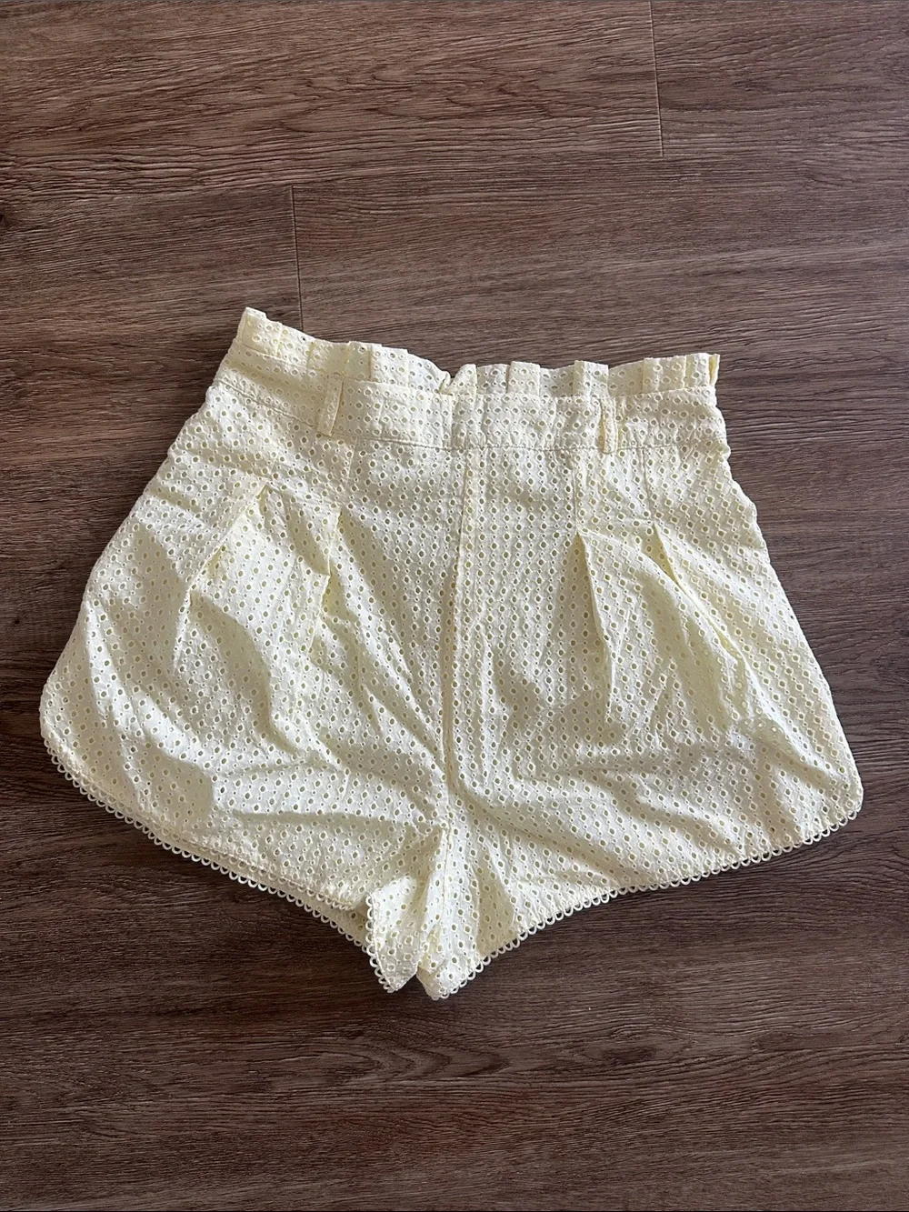 Majorelle High-Waist Eyelet Shorts in Butter Yellow
